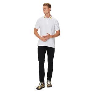 Versace Jeans Couture White Polo Shirt – Classic Fit  Baroque Collar Detail